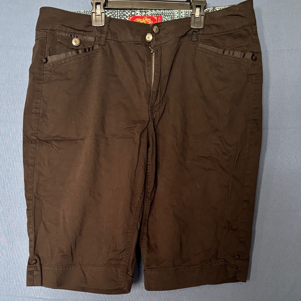 Women's Black Bermuda Shorts with Button & Zip - Unbranded